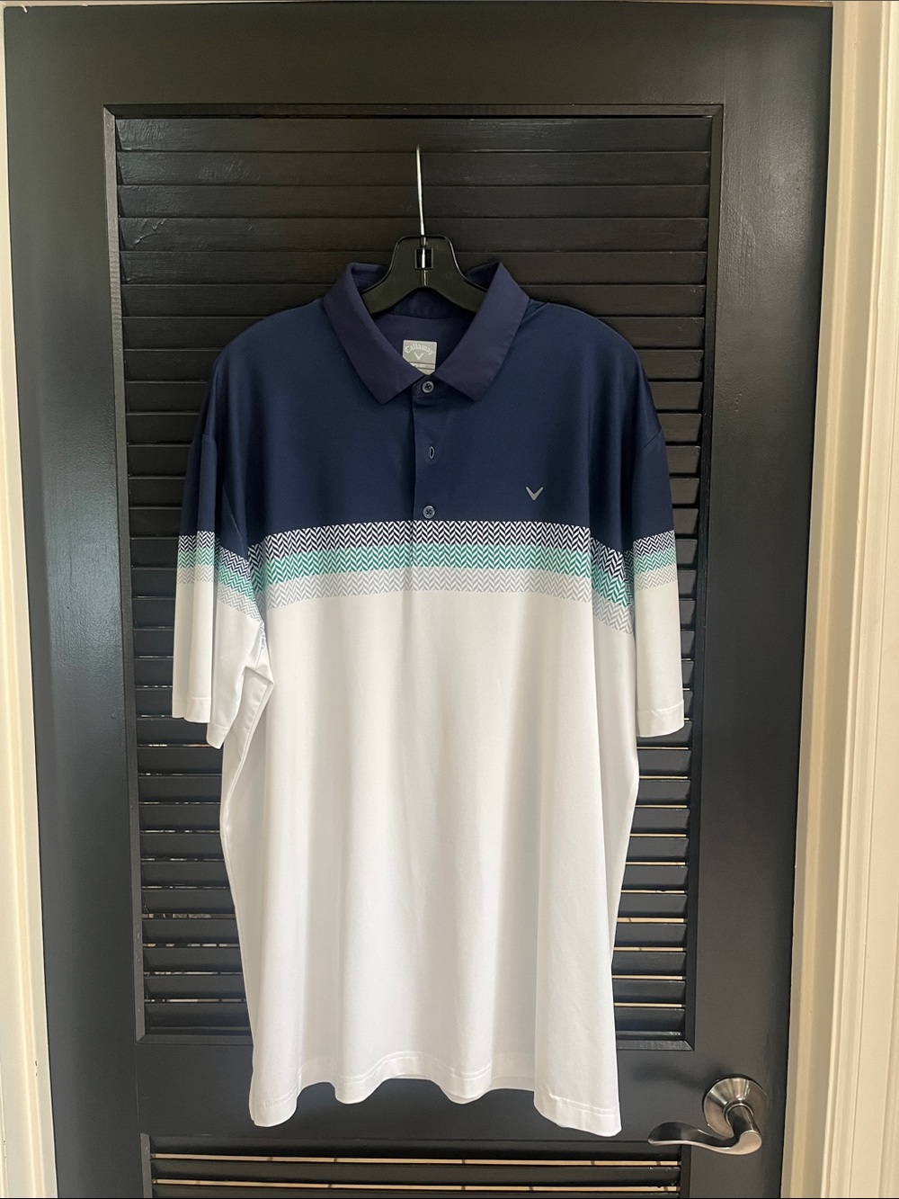 Callaway Navy, White and Aqua Short Sleeve Golf Polo
